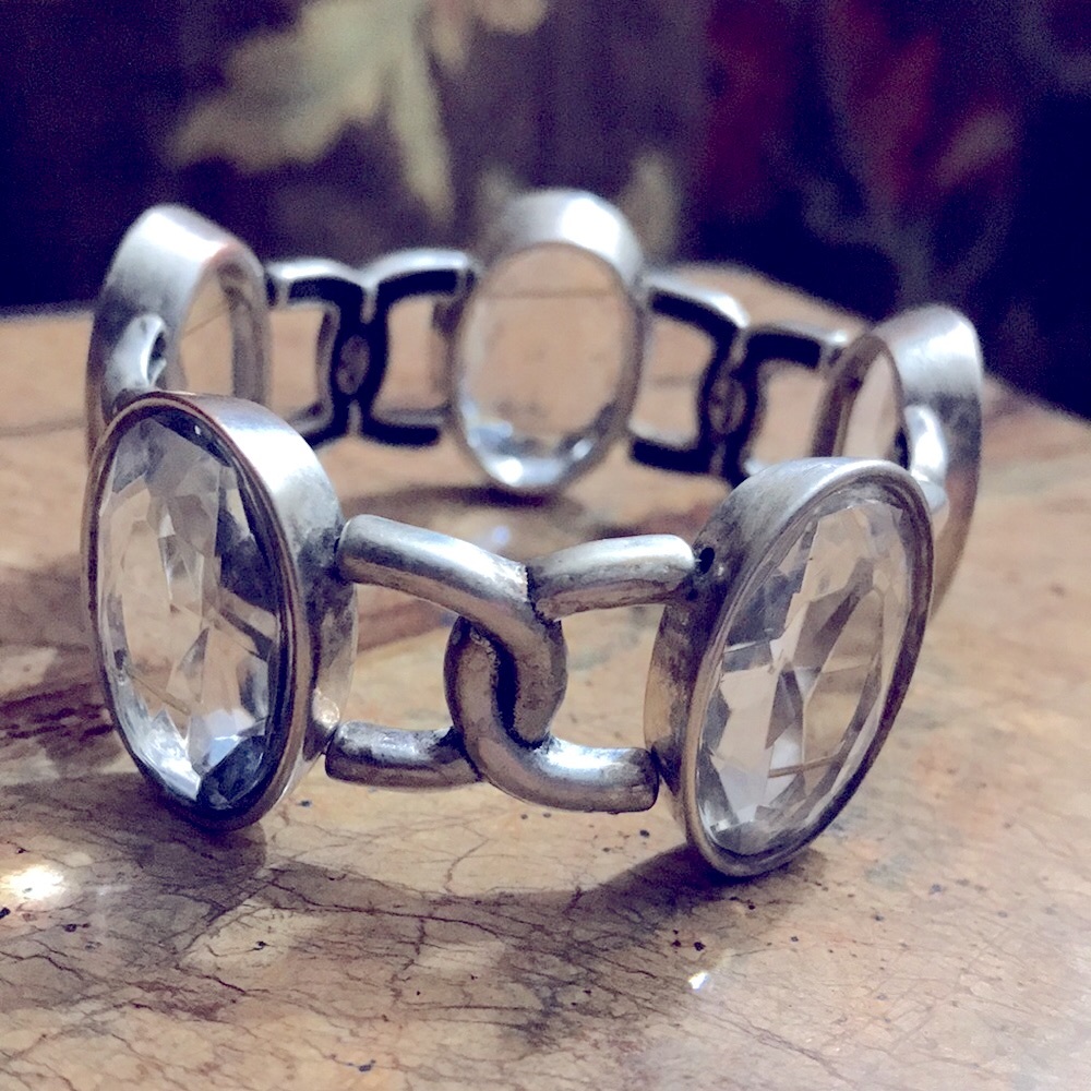 Graziano  Big Crystals Silver Stretch Bracelet